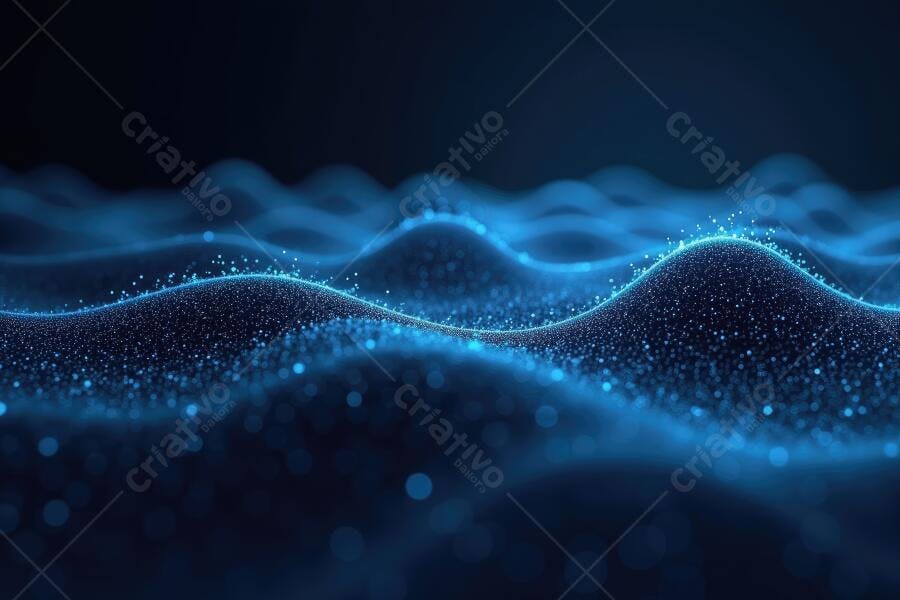 Foto Abstrata Ondas Digitais Partículas Azuis Brilhantes