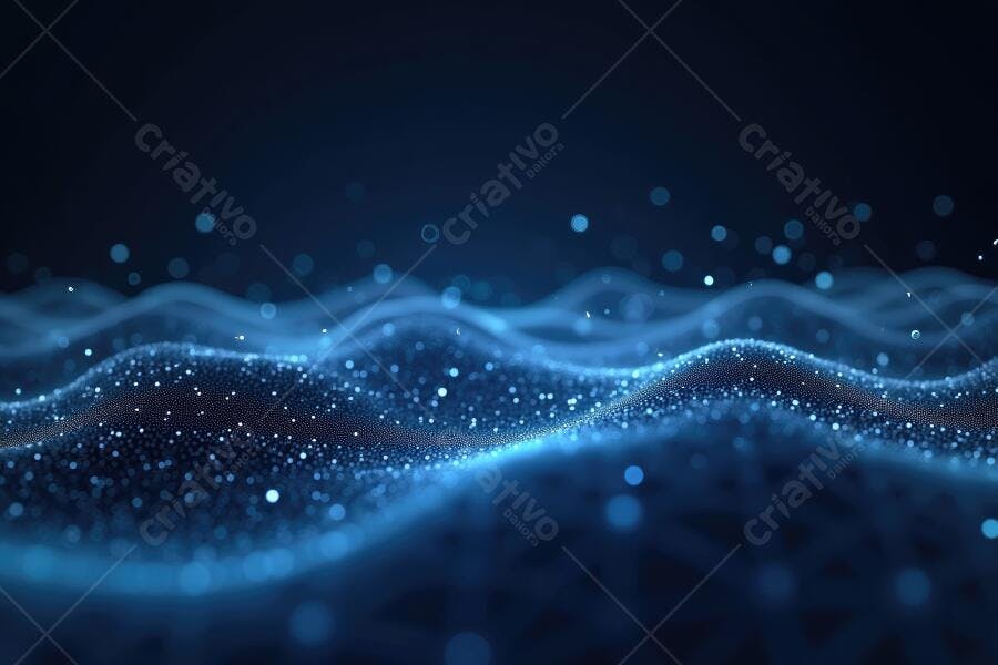 Fundo Abstrato Ondas Digitais Pontos de Luz Azul Tecnologia