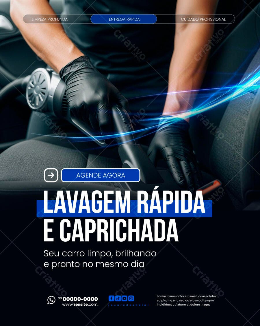 Post Instagram Lavagem Automotiva Detalhada PSD Editável