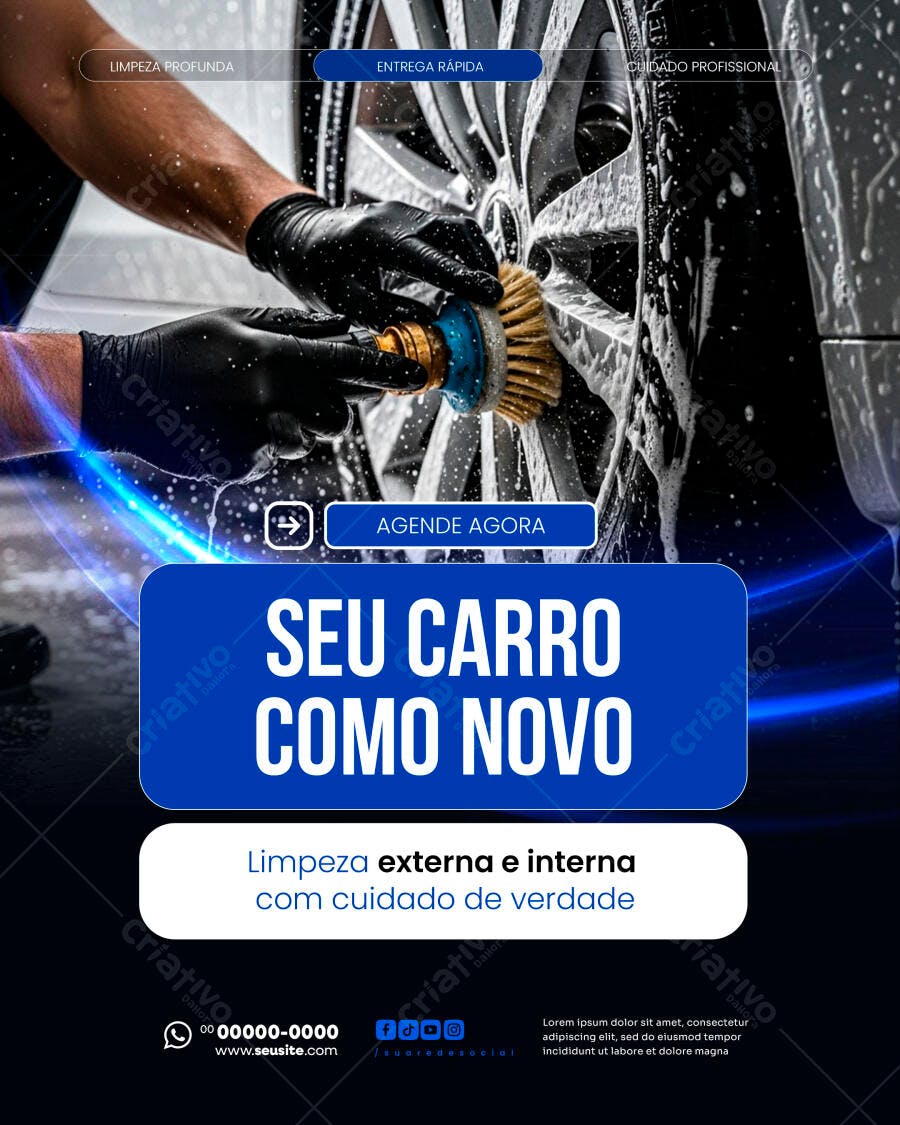 Post Instagram Lava Rápido Auto Center PSD Editável