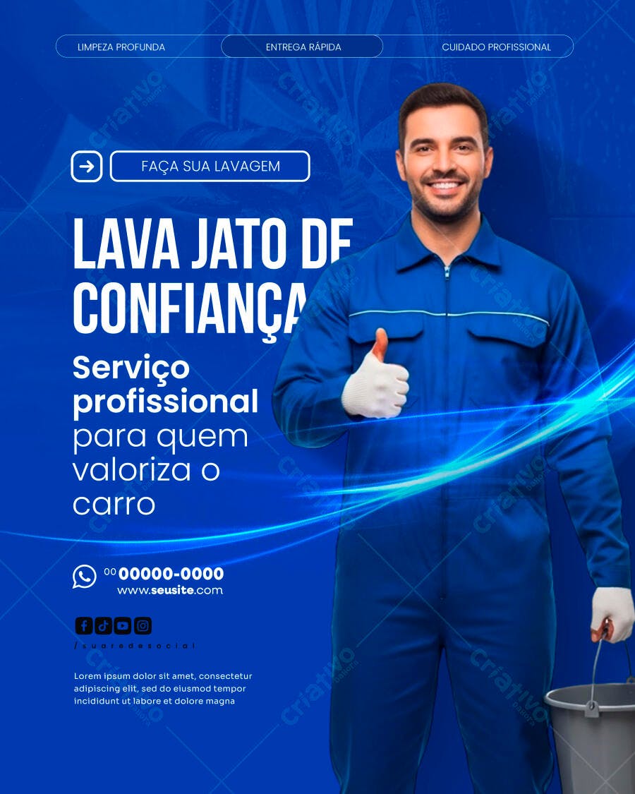 Flyer Lava Jato Limpeza Automotiva PSD Editável