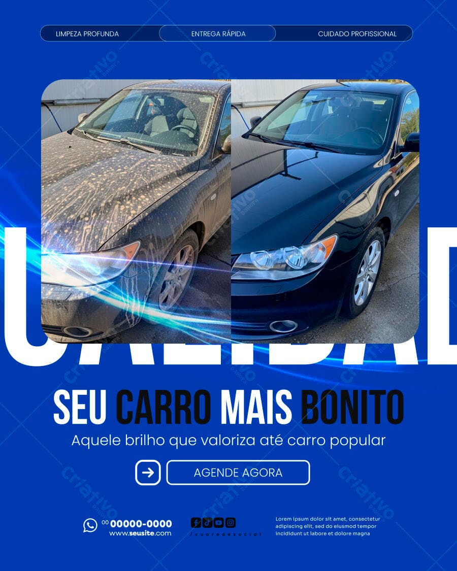 Post Instagram Lava Rápido Limpeza Profunda PSD Editável