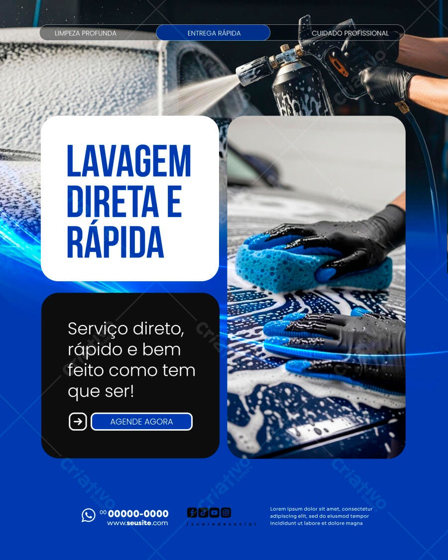 Post Instagram Lava Rápido Lavagem Carro PSD Editável