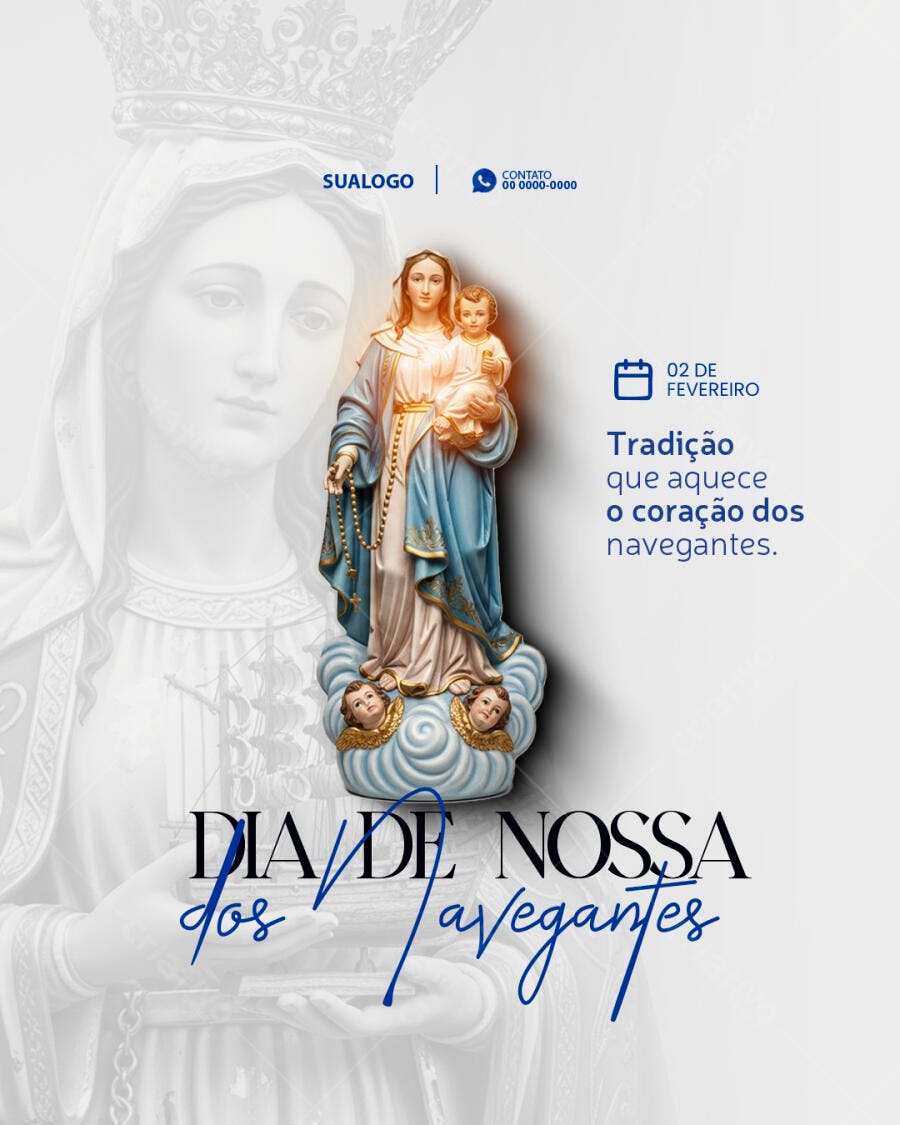 Post Instagram Dia de Nossa Senhora dos Navegantes PSD Editável