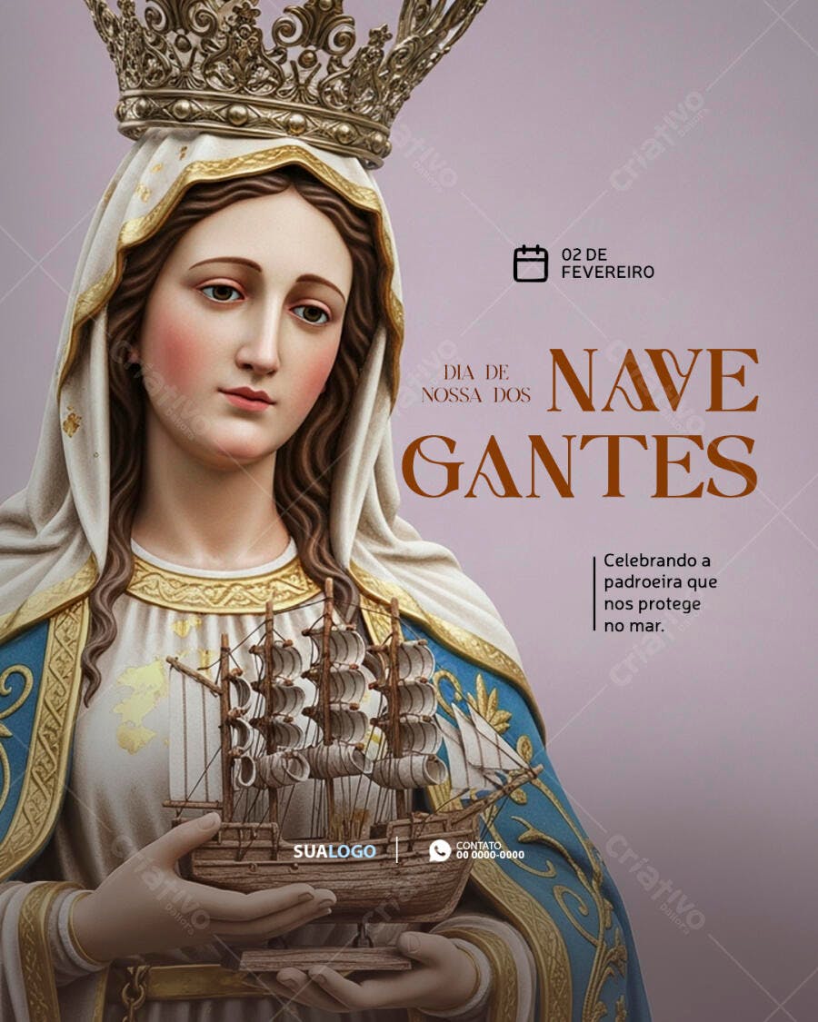Post Dia de Nossa Senhora dos Navegantes 02 de Fevereiro PSD Editável