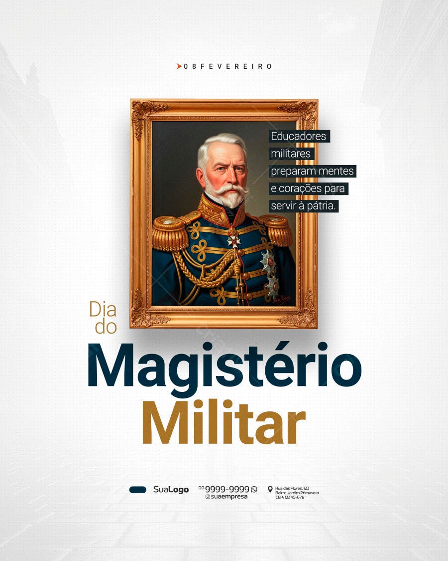 Post Instagram Dia do Magistério Militar Fevereiro PSD Editável