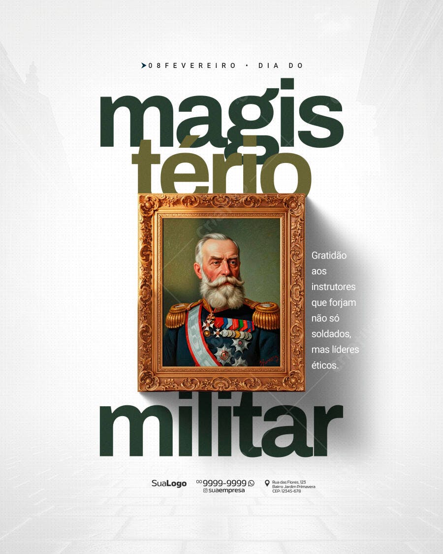 Post Instagram Dia do Magistério Militar 08 Fevereiro PSD Editável