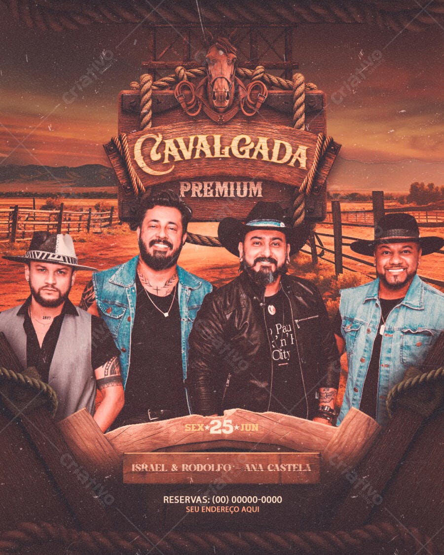 Flyer Cavalgada Premium Festa Junina Sertaneja PSD Editável