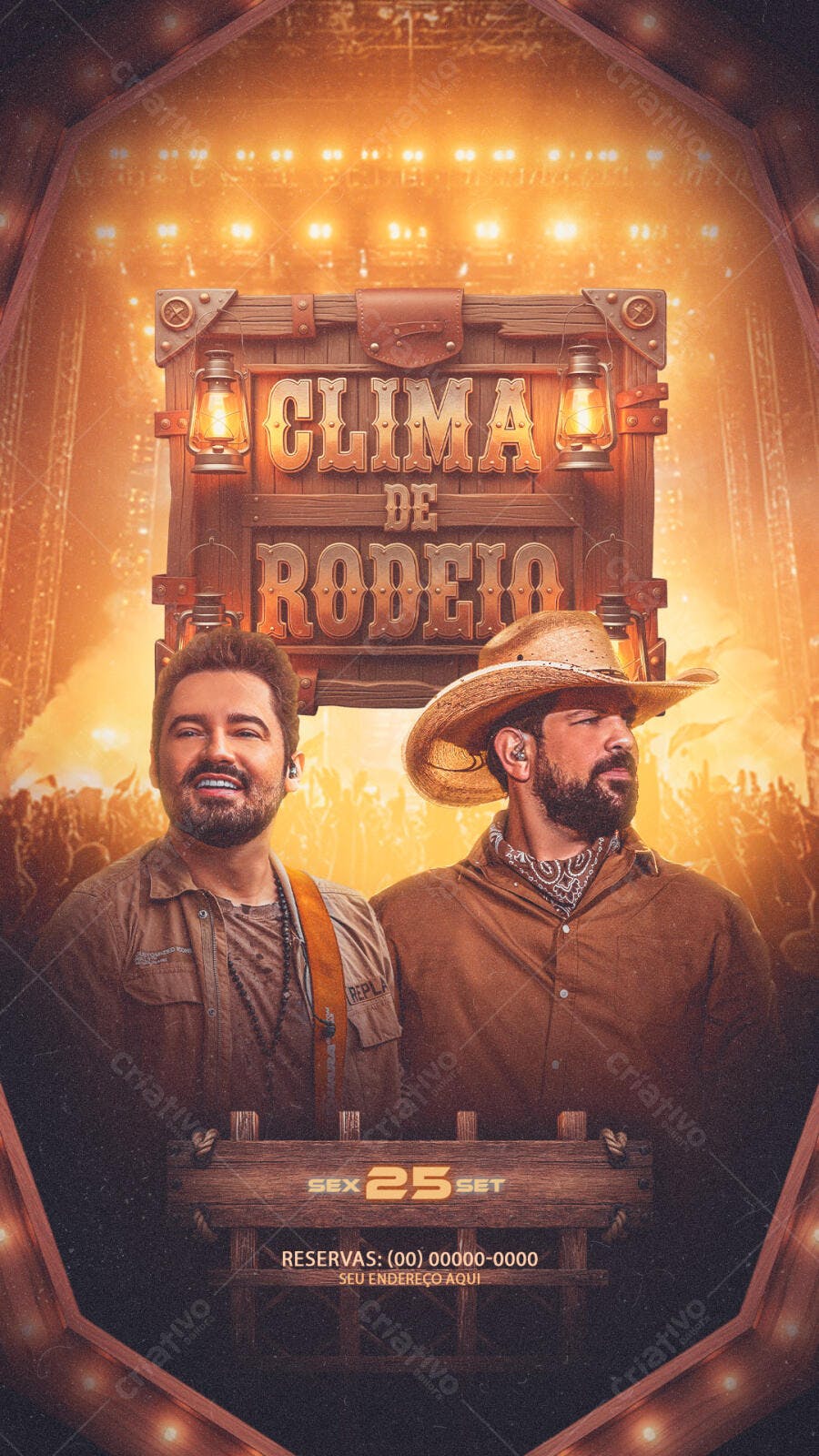 Flyer Rodeio Sertanejo Clima de Rodeio PSD Editável
