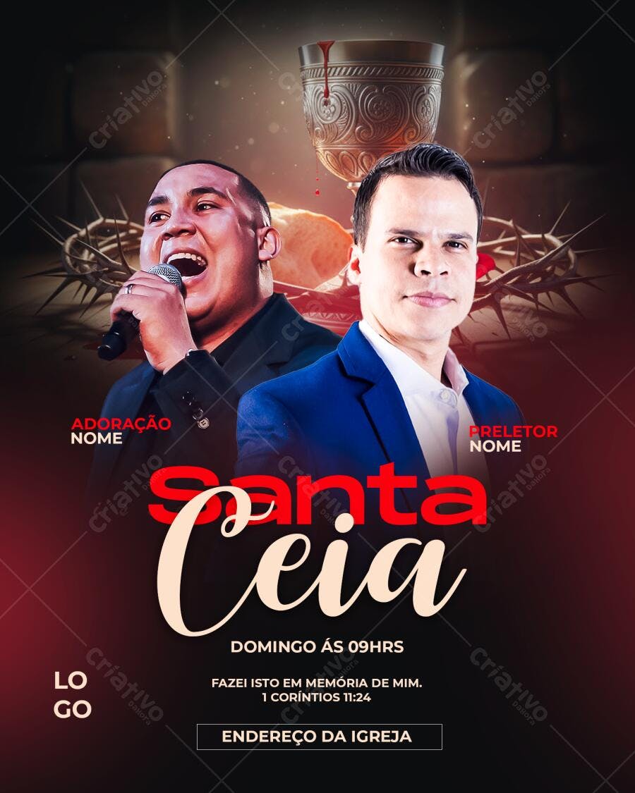 Flyer Santa Ceia Igreja Evangélica PSD Editável