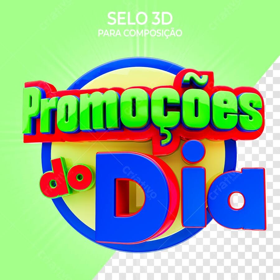 Selo 3D Promoções do Dia Colorido PNG Fundo Transparente