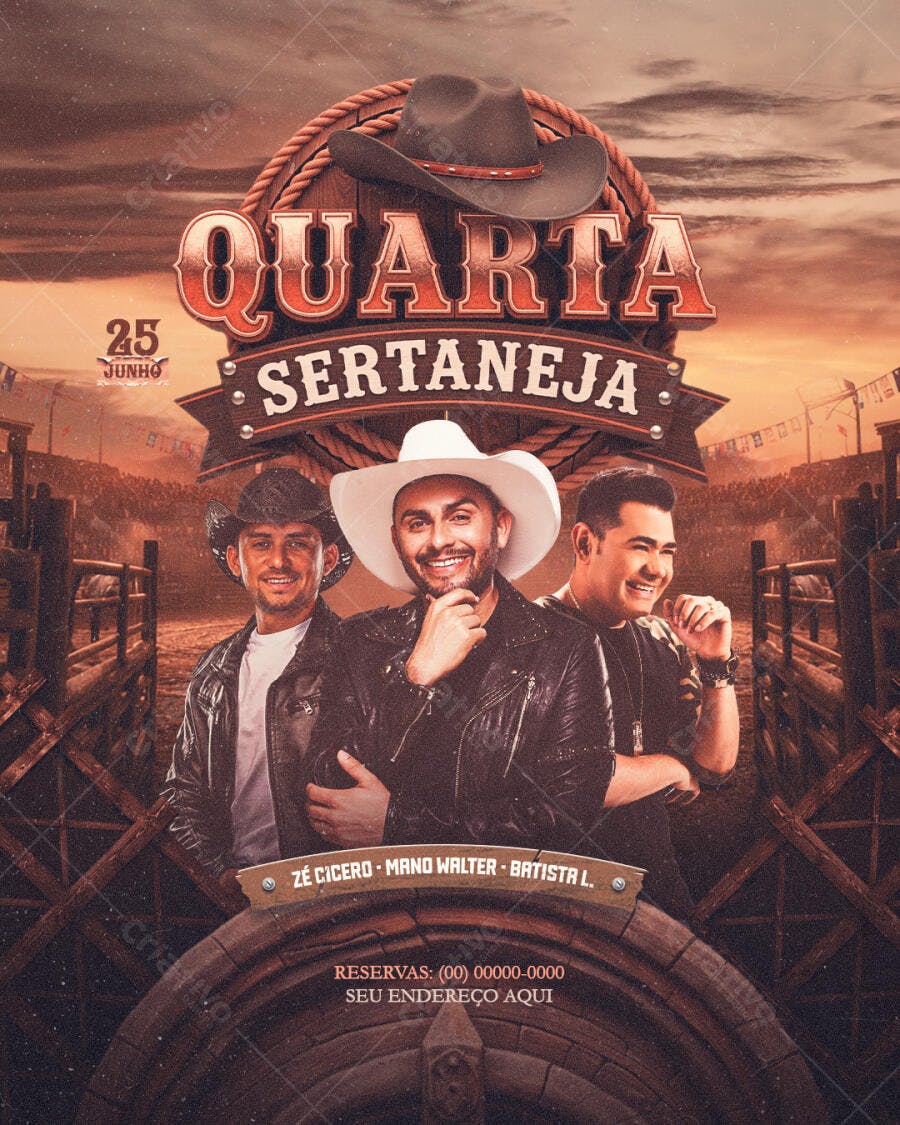 Flyer Quarta Sertaneja Festa Junina PSD Editável