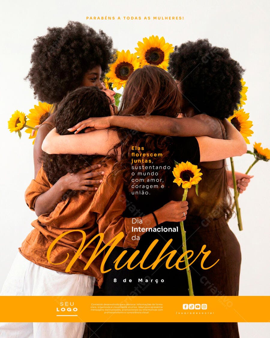 Post Instagram Dia Internacional da Mulher 8 de Março PSD Editável