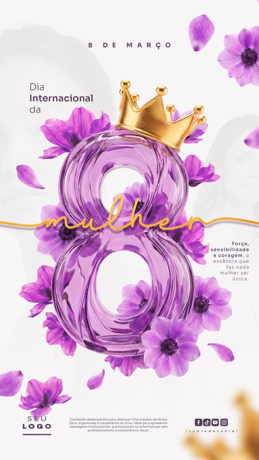 Story Dia Internacional da Mulher 8 de Março PSD Editável