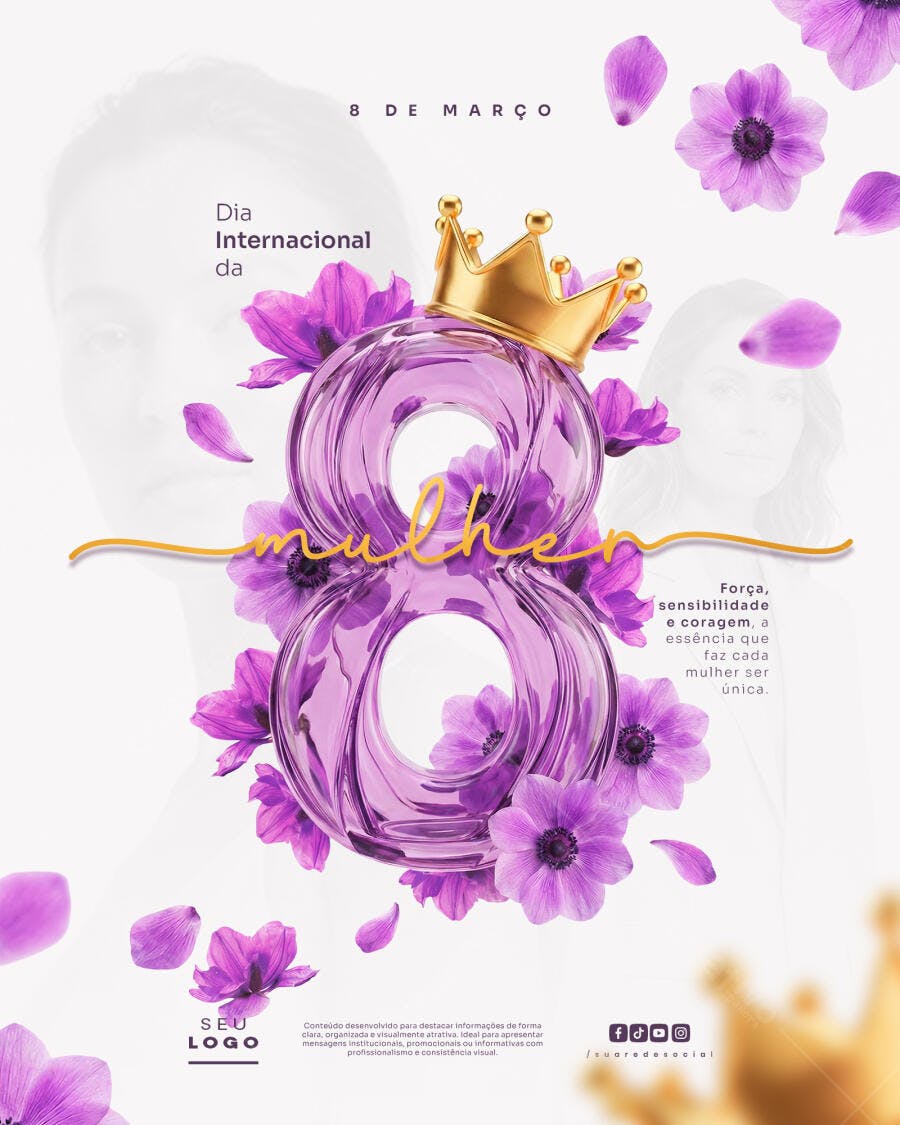 Post Instagram Dia Internacional da Mulher 8 de Março PSD Editável