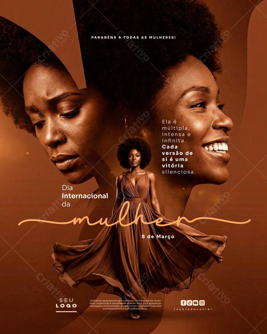 Post Instagram Dia Internacional da Mulher 8 de Março PSD Editável