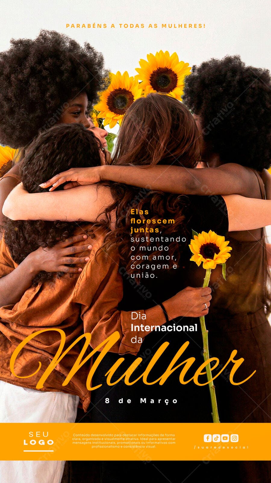 Post Dia Internacional da Mulher 8 de Março PSD Editável