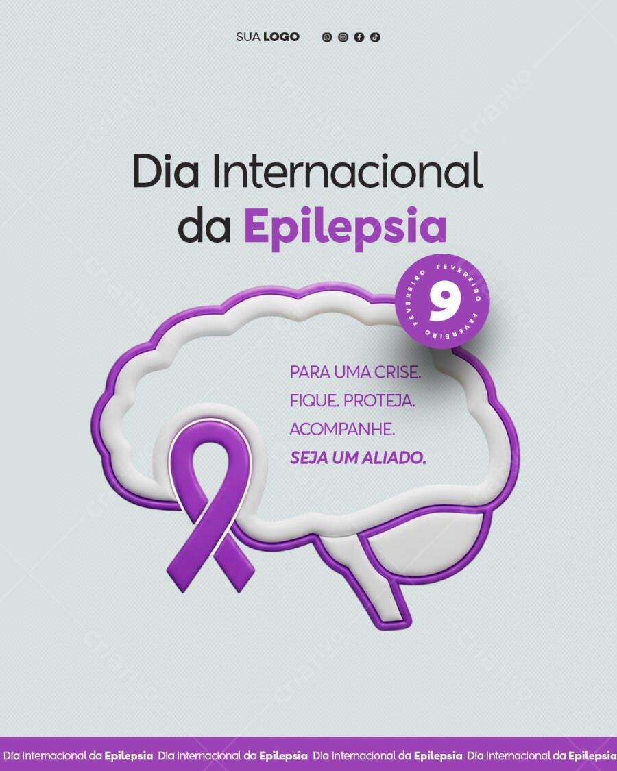 Post Dia Internacional da Epilepsia Conscientização PSD Editável
