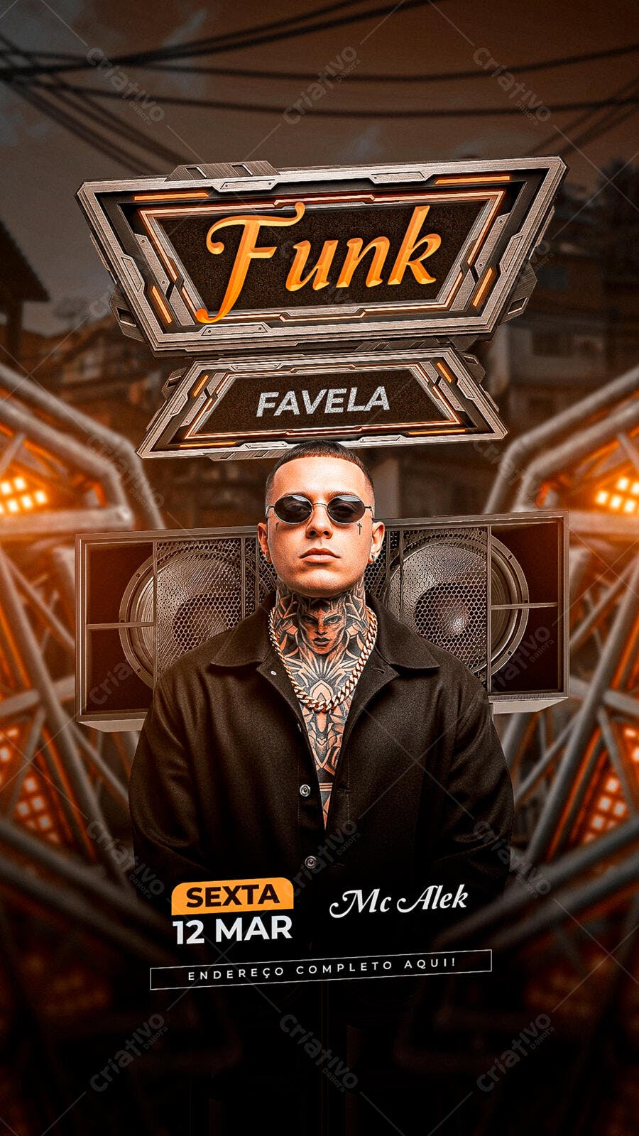Flyer Funk Favela Evento Festa PSD Editável