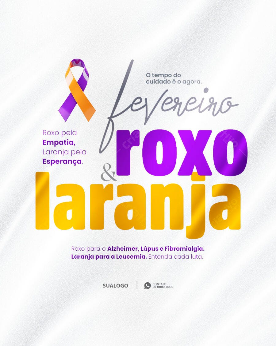 Post Fevereiro Roxo Laranja Conscientização PSD Editável