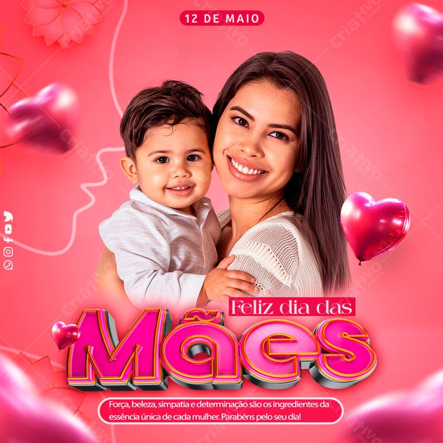 Post Instagram Dia das Mães PSD Editável