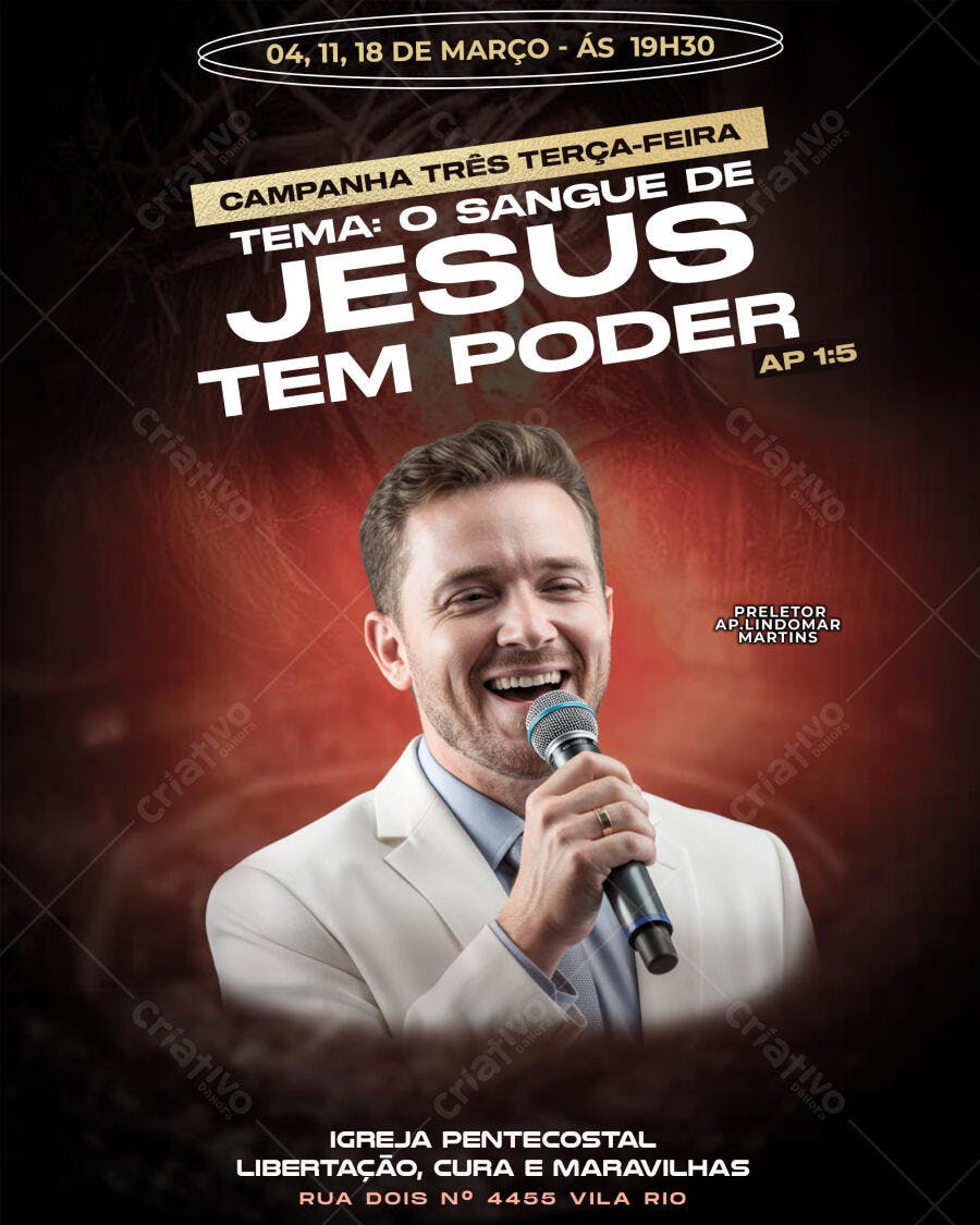 Flyer Campanha Igreja Pentecostal Março PSD Editável