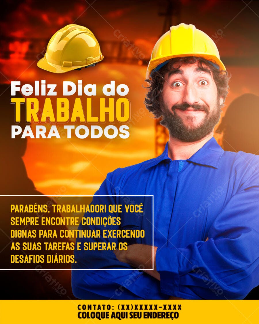 Post Dia do Trabalho 1 de Maio PSD Editável