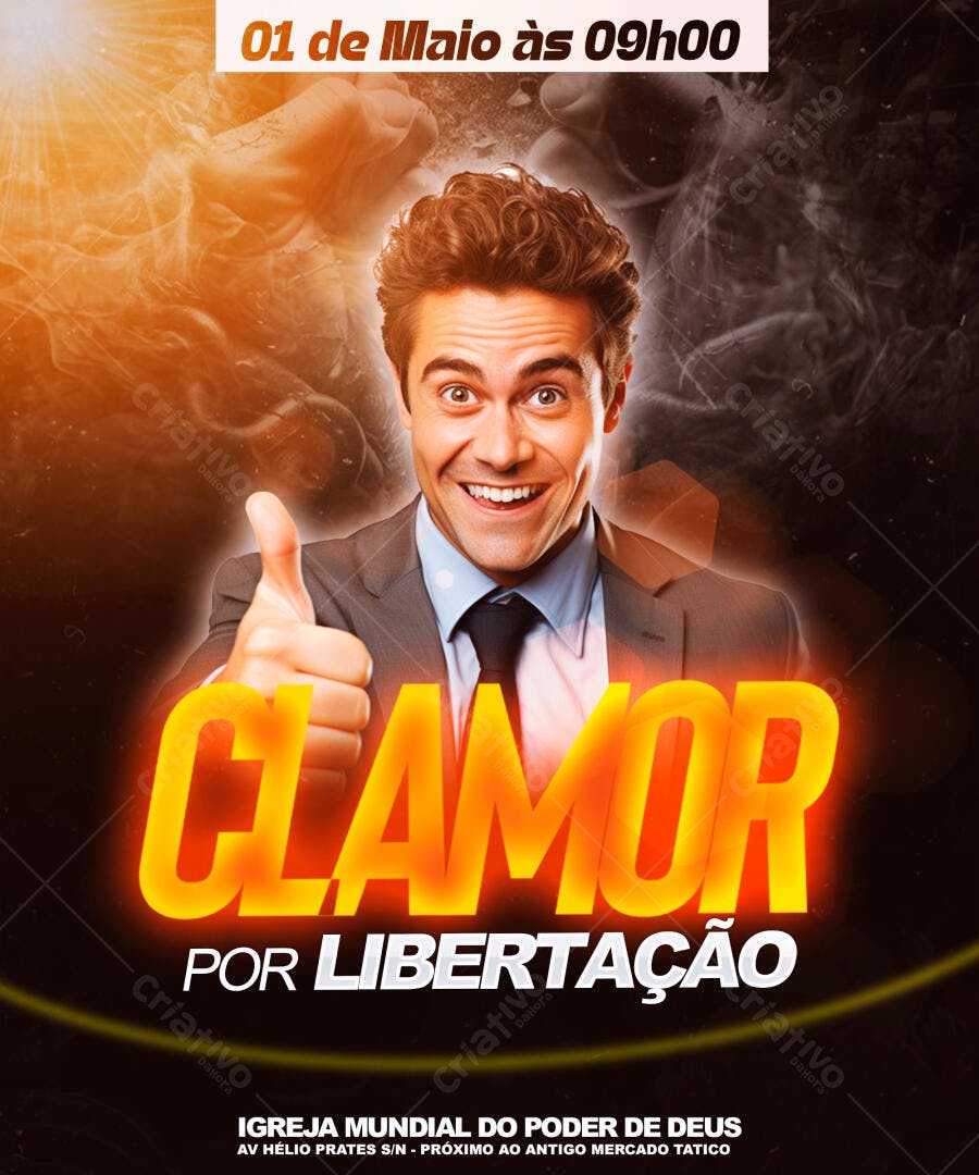 Flyer Evento Religioso Clamor por Libertação PSD Editável