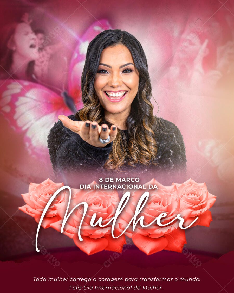 Post Instagram Dia Internacional da Mulher 8 de Março PSD Editável