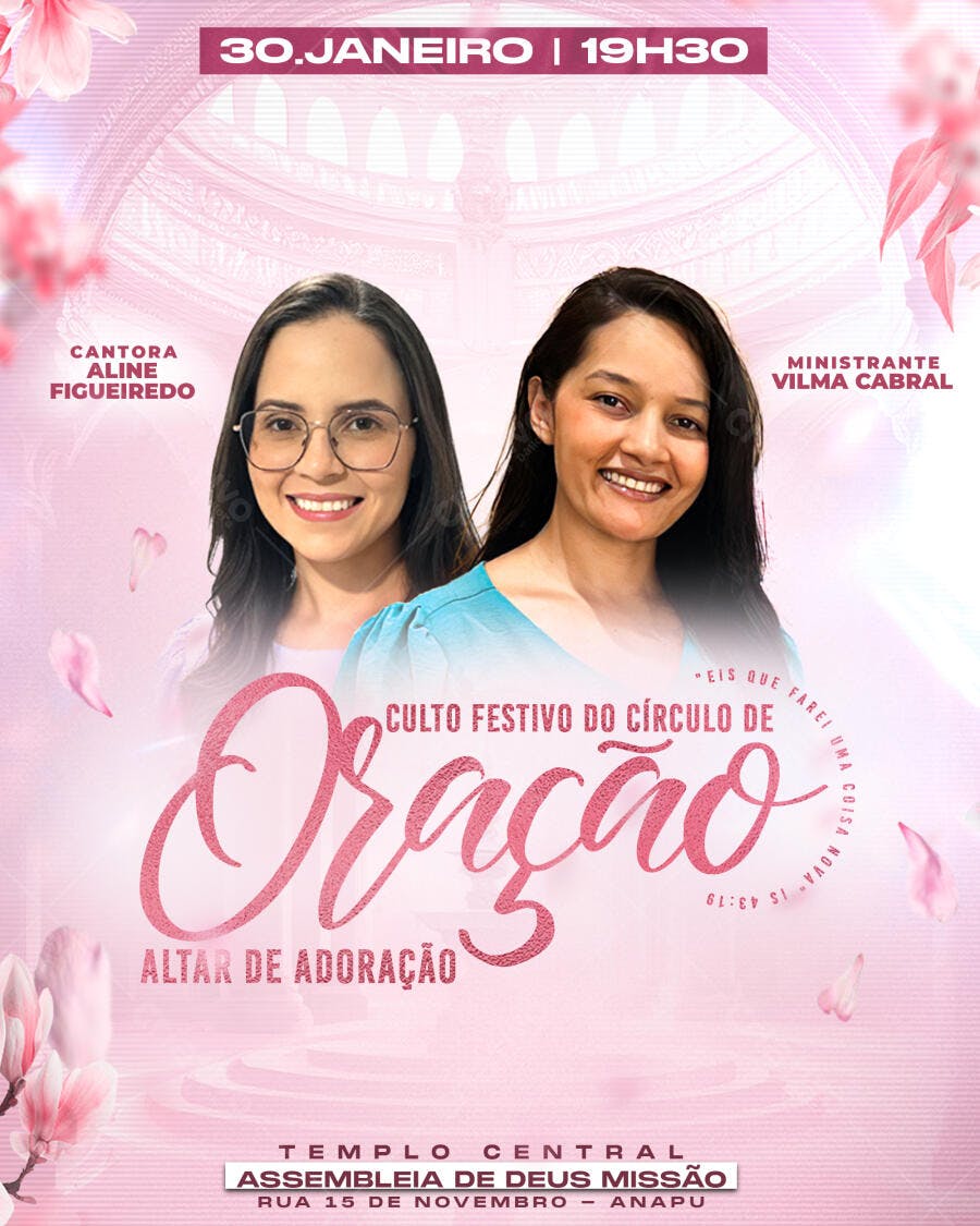 Flyer Culto de Oração Igreja Evangélica PSD Editável