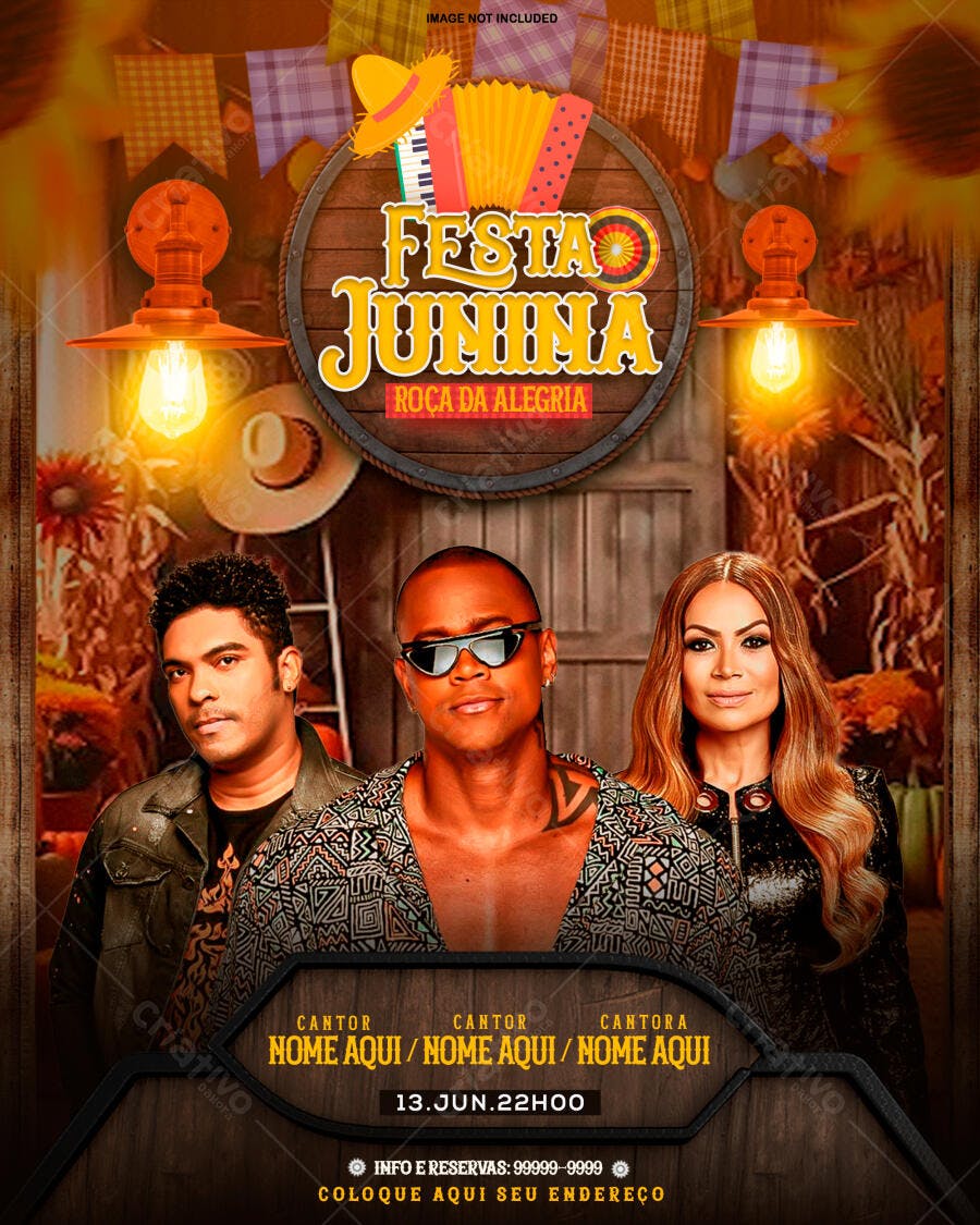 Flyer Festa Junina Arraial Forró PSD Editável