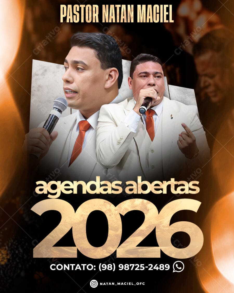 Flyer Agendas Abertas Pastor Natan Maciel 2026 PSD Editável