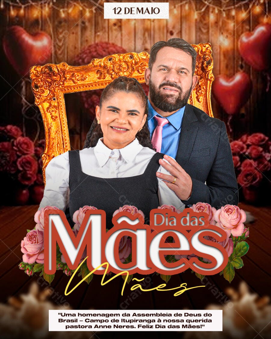 Post Dia das Mães 12 de Maio Igreja PSD Editável