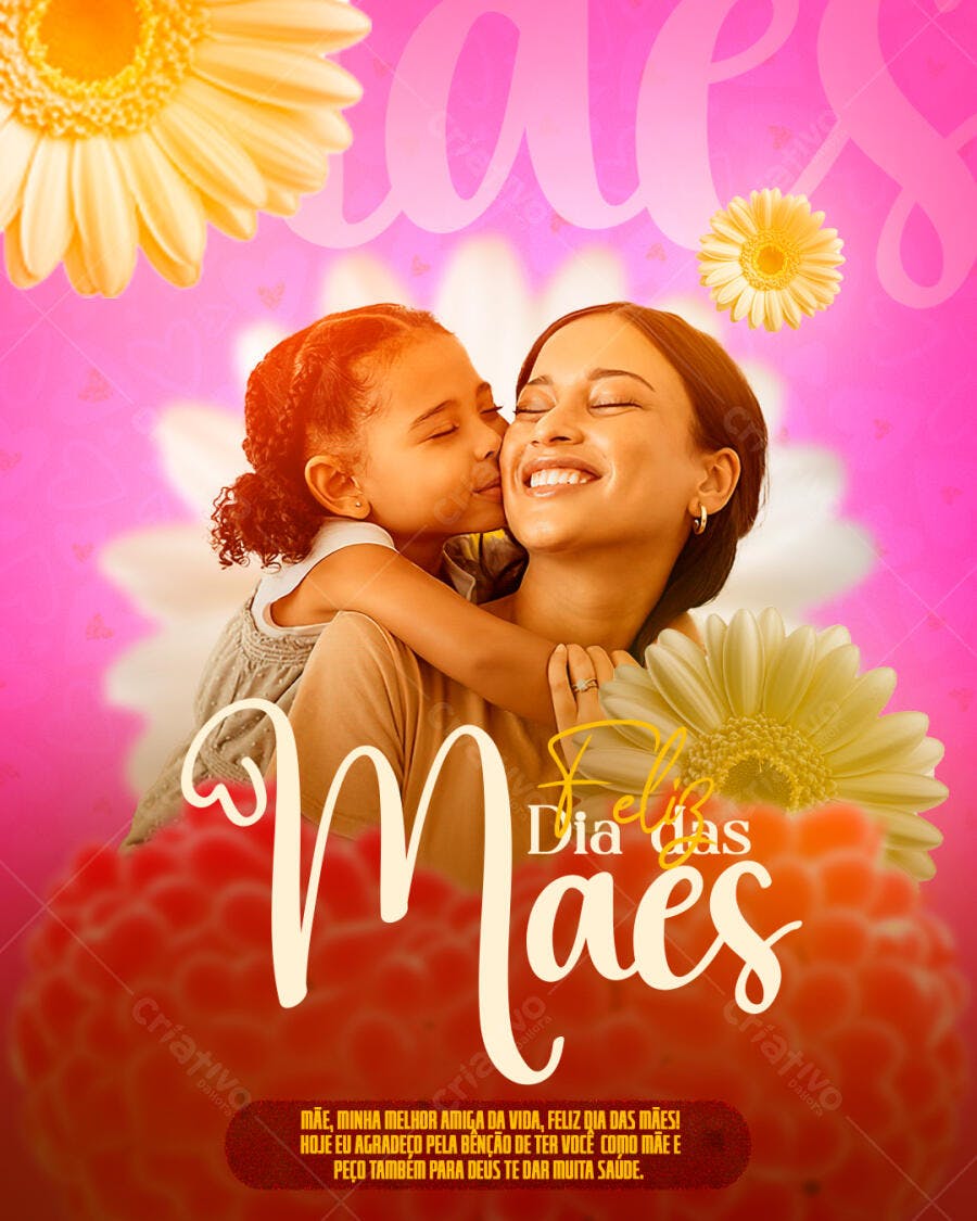 Post Instagram Dia das Mães Floral PSD Editável