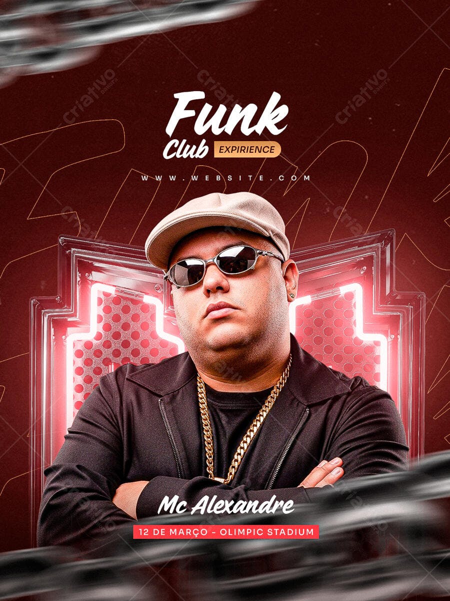 Flyer Funk Club Experiência MC Alexandre PSD Editável