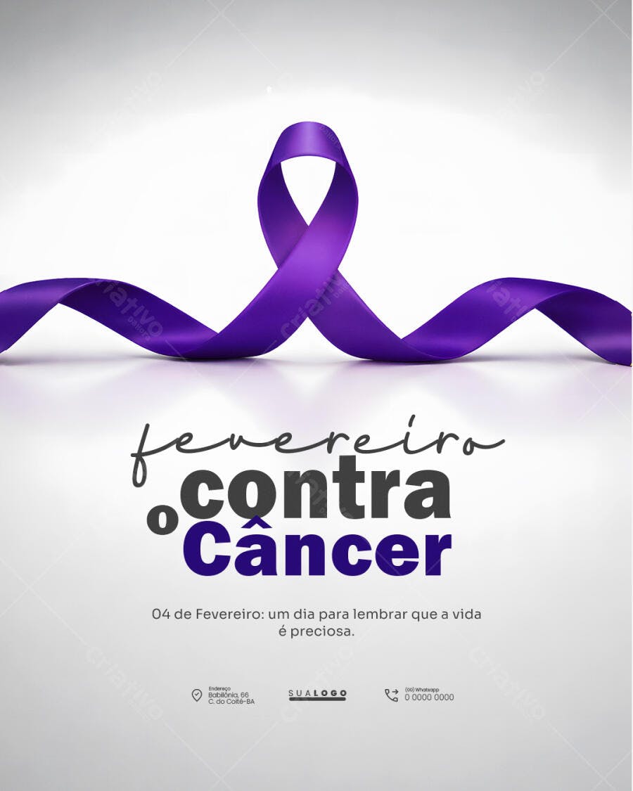 Post Instagram Fevereiro Contra o Câncer PSD Editável