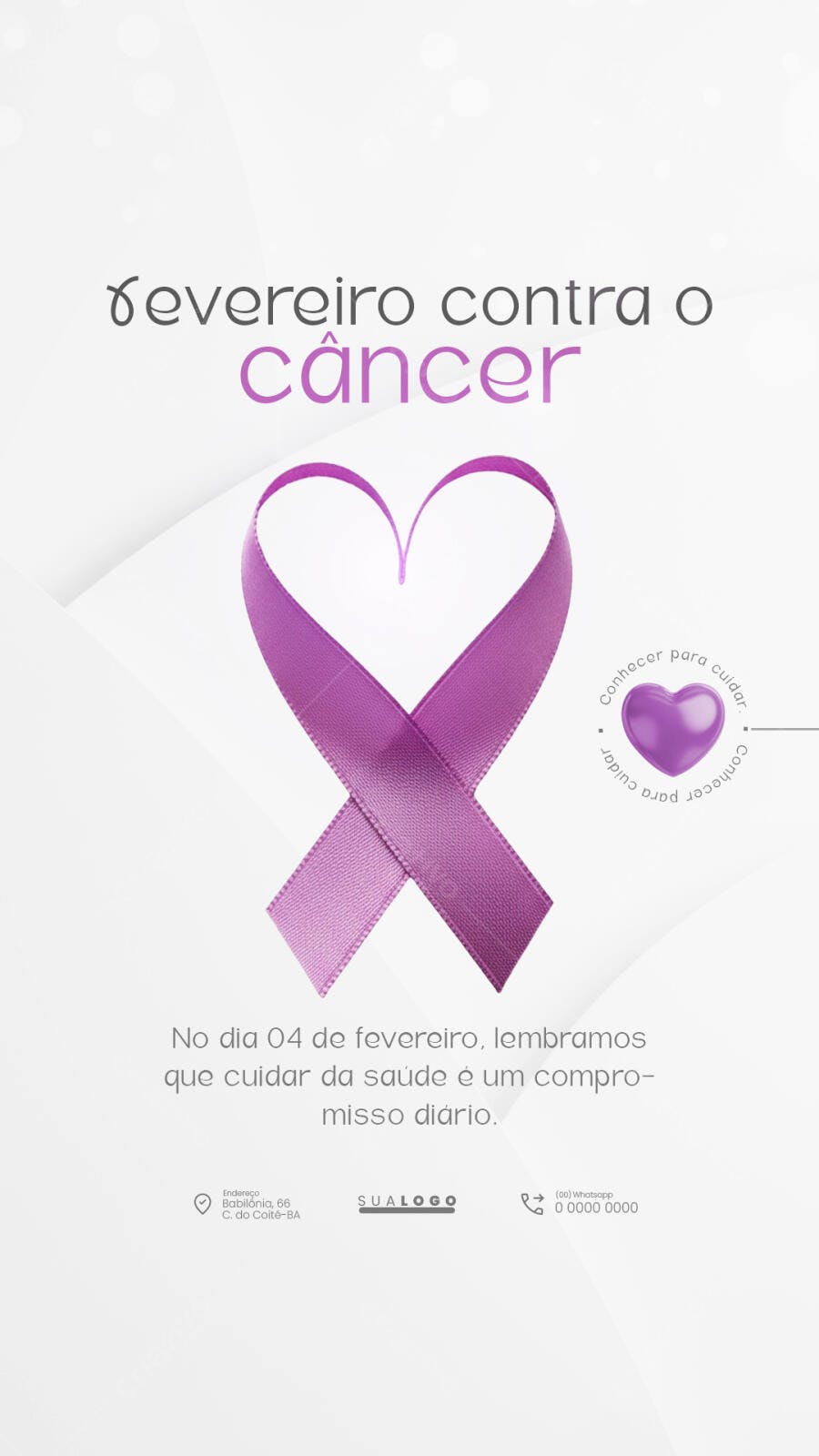 Post Instagram Fevereiro Contra o Câncer PSD Editável