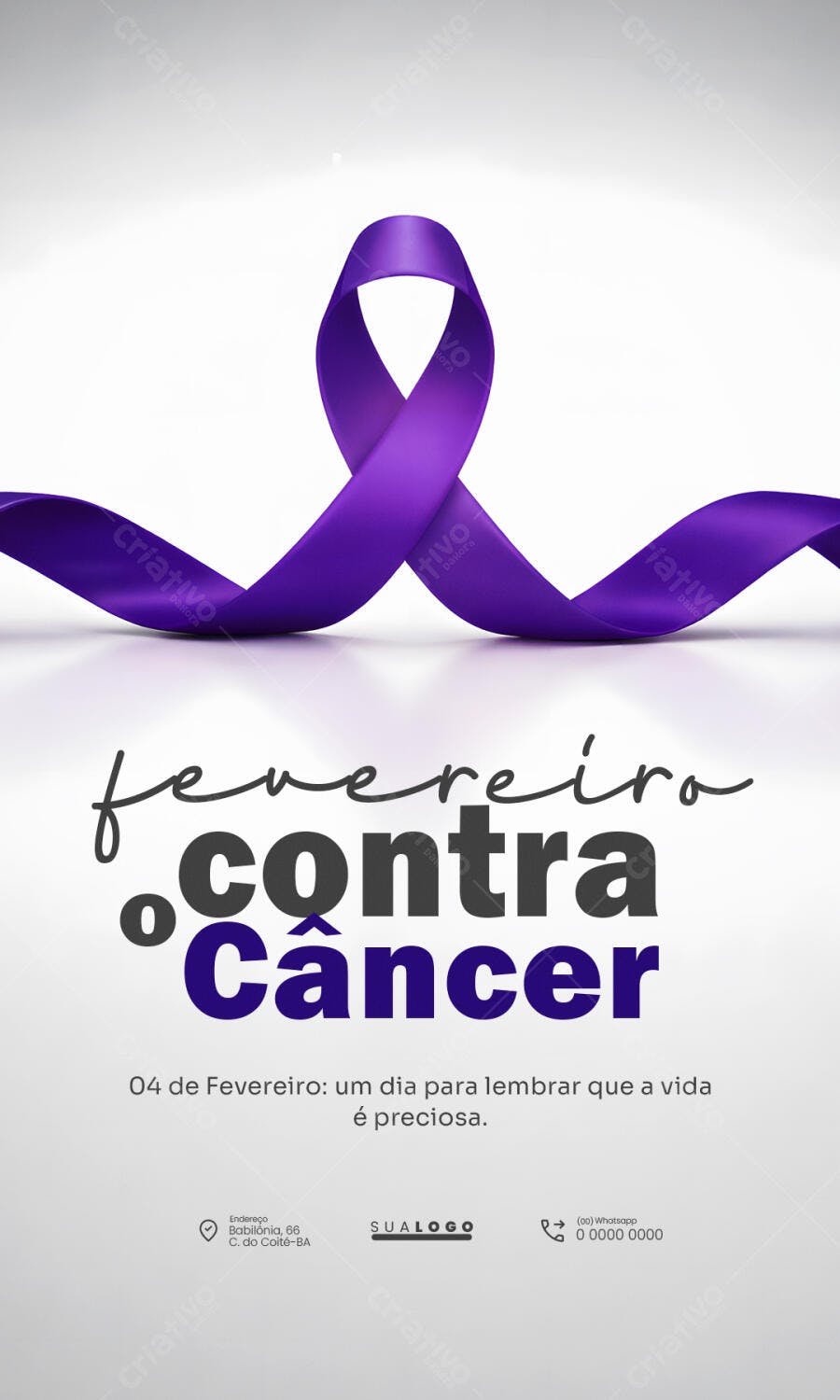 Post Instagram Fevereiro Contra o Câncer PSD Editável