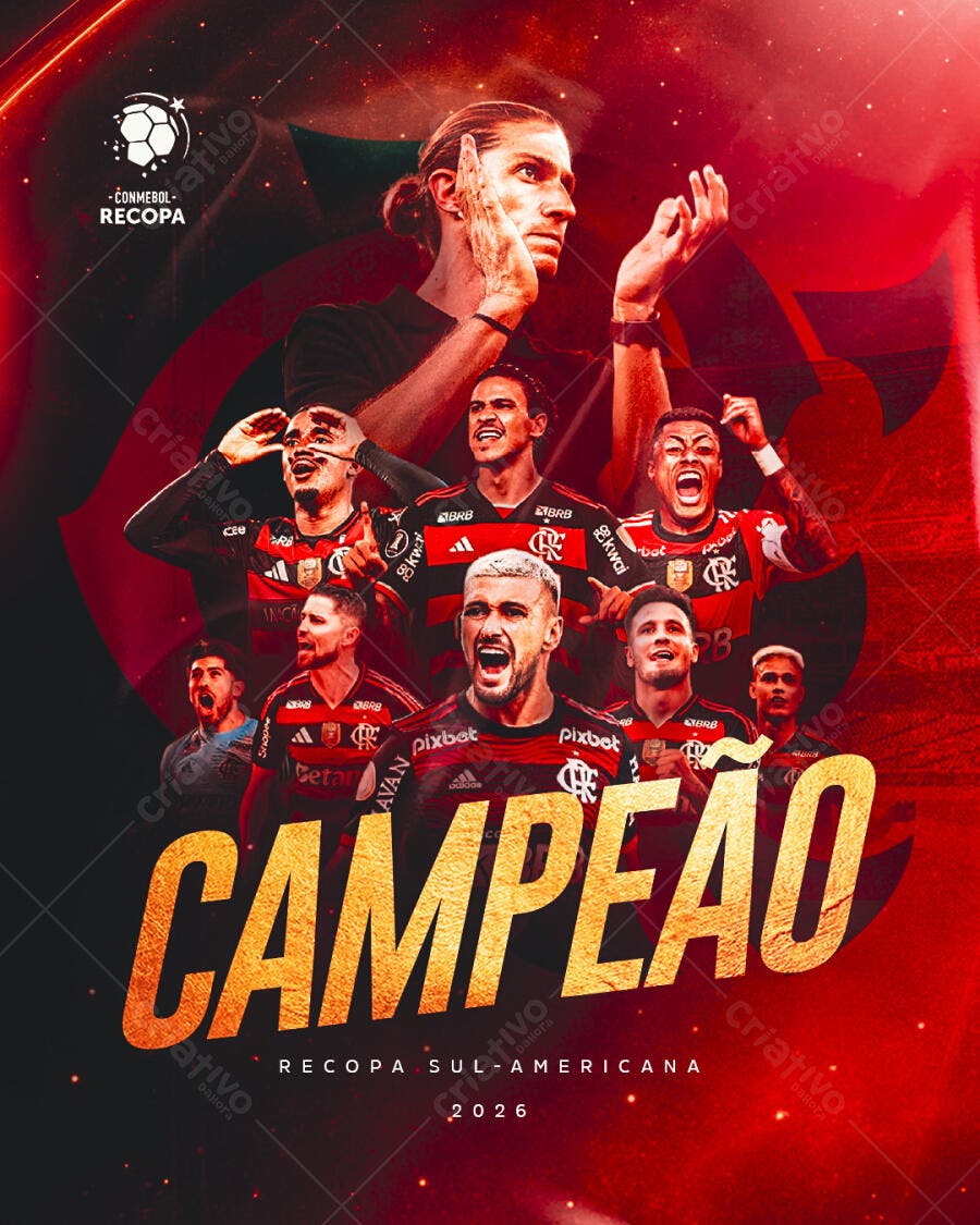 Post Campeão Recopa Sul-Americana Futebol PSD Editável