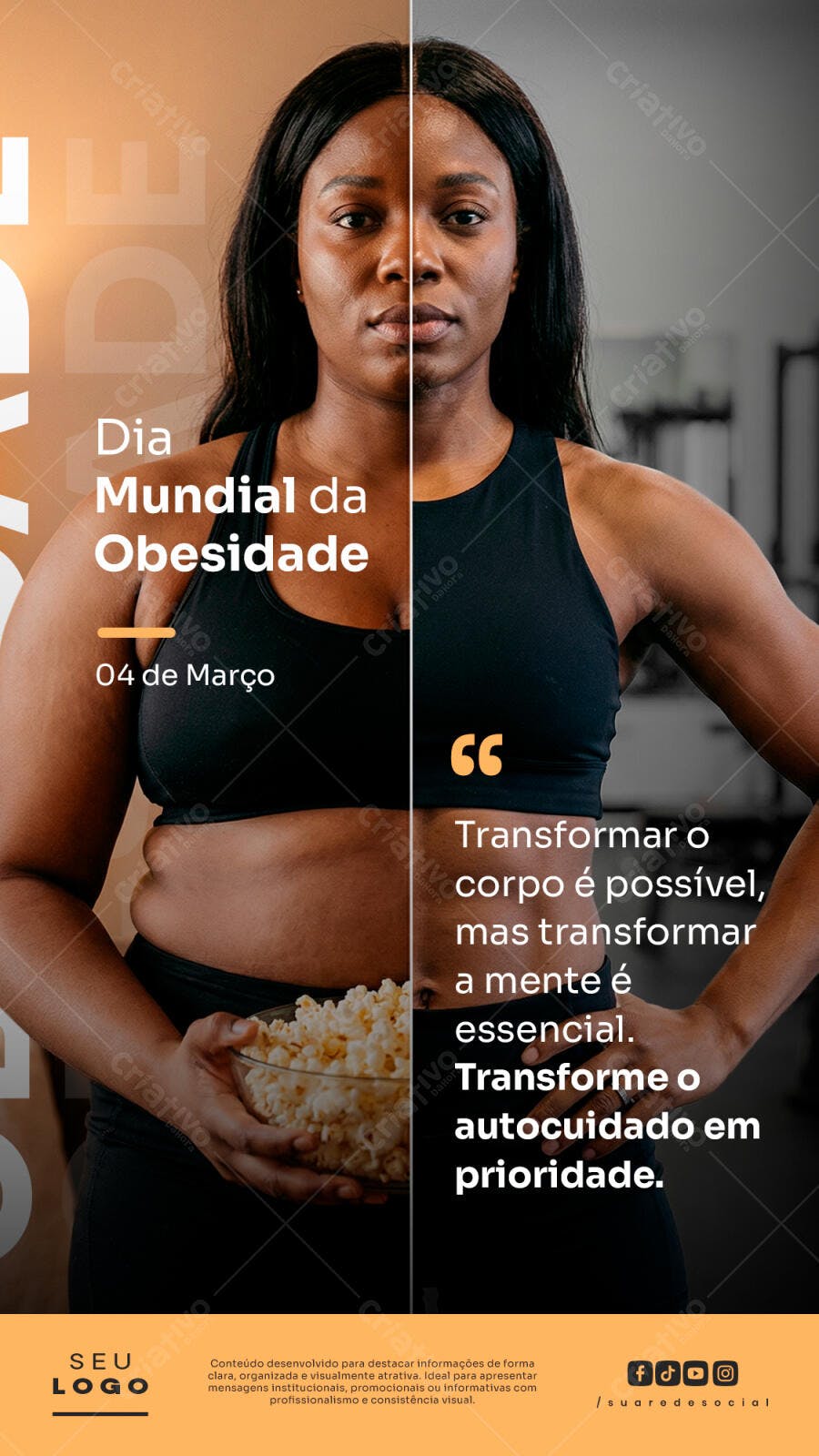 Story Dia Mundial da Obesidade Saúde Fitness PSD Editável