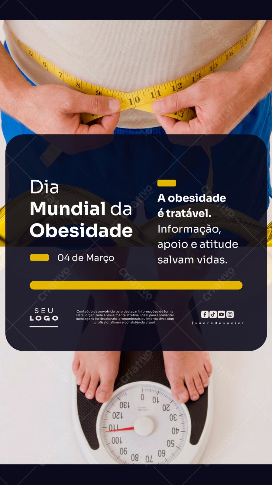 Post Instagram Dia Mundial da Obesidade Saúde PSD Editável