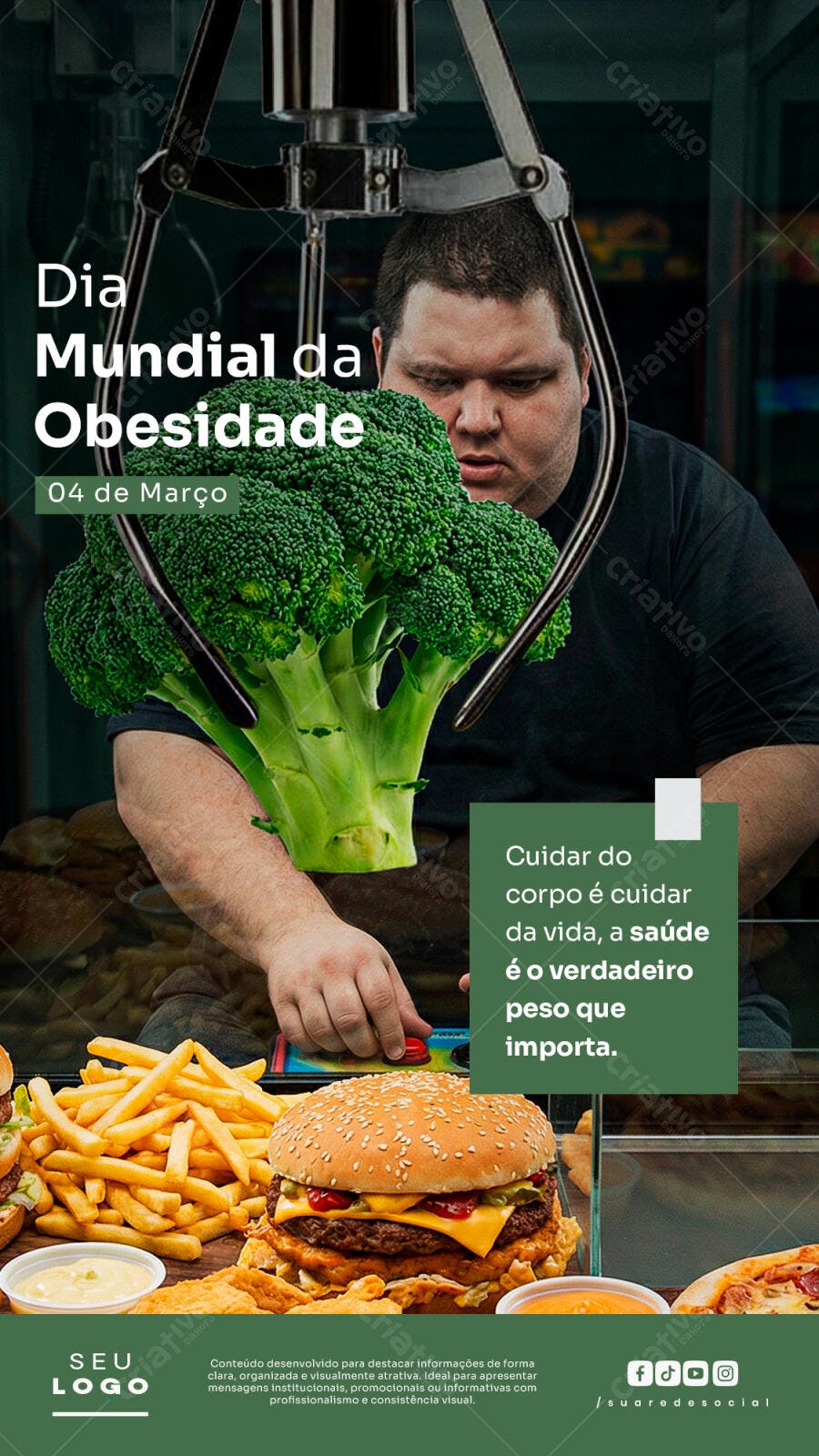 Post Instagram Dia Mundial da Obesidade Saúde Março PSD Editável