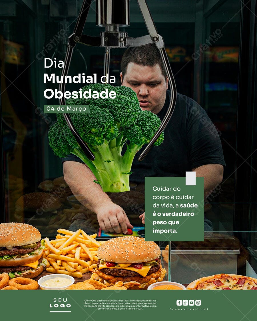 Post Dia Mundial da Obesidade Saúde Fitness PSD Editável