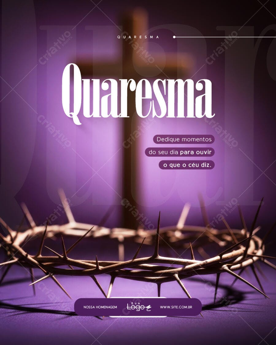 Post Instagram Quaresma Coroa de Espinhos PSD Editável