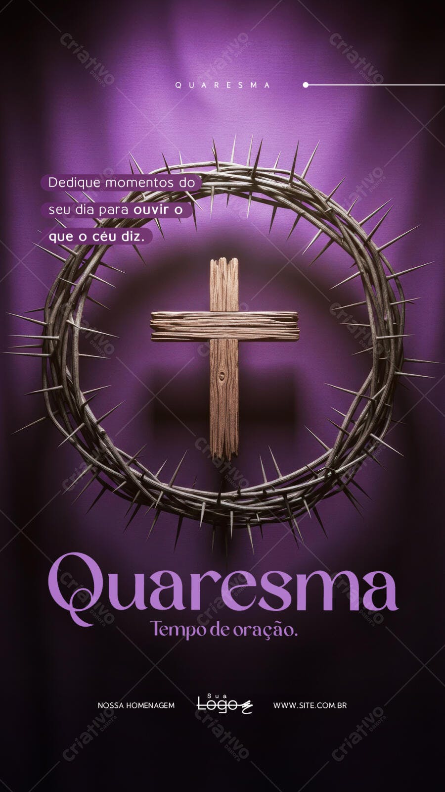 Story Quaresma Cruz Coroa de Espinhos PSD Editável