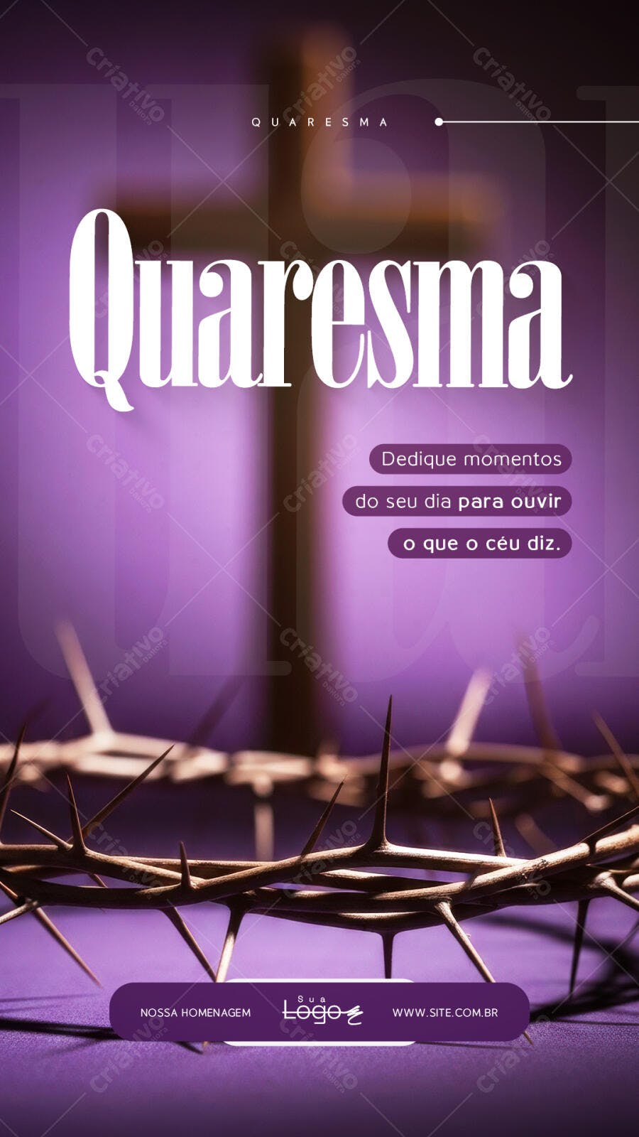 Story Quaresma Cruz Coroa de Espinhos PSD Editável