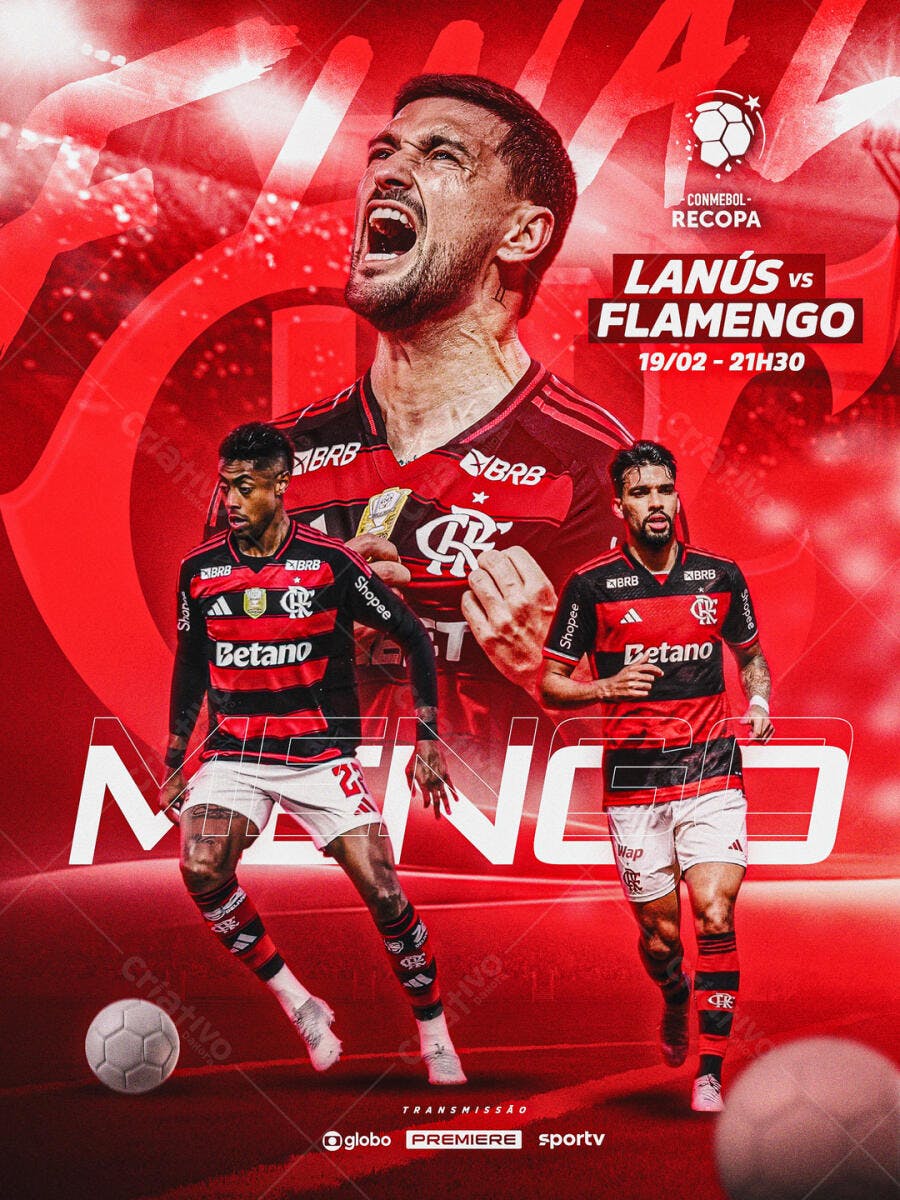 Post Instagram Jogo Futebol Flamengo PSD Editável