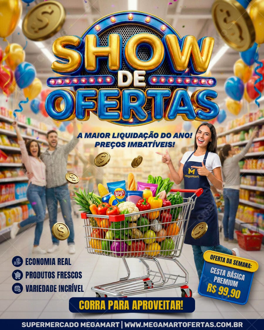 Flyer Supermercado Show de Ofertas PSD Editável