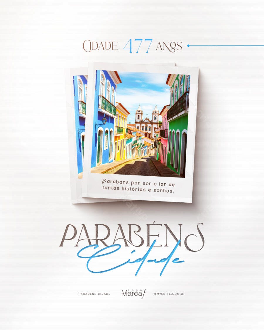 Post Instagram Aniversário Cidade 477 Anos PSD Editável