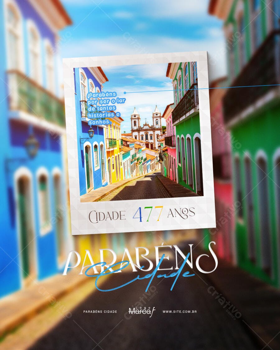 Post Instagram Aniversário Cidade Histórica PSD Editável